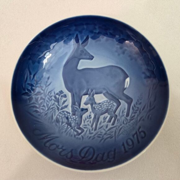 B&G 1975 Denmark Mother's Day Plate 9375 Deer & Fawn Mors Dag Vintage w/Box - Picture 2 of 10